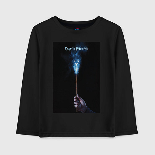 Детский лонгслив Expecto Patronum - заклинание / Черный – фото 1