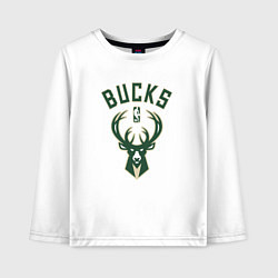 Лонгслив хлопковый детский Милуоки Бакс - команда НБА, цвет: белый