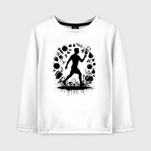 Детский лонгслив Бег и здоровое питание / Белый – фото 1