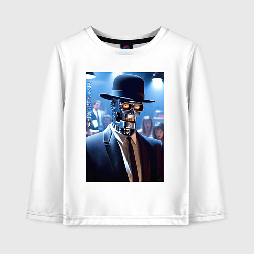 Детский лонгслив Бендер босс мафии - неоновое свечение / Белый – фото 1