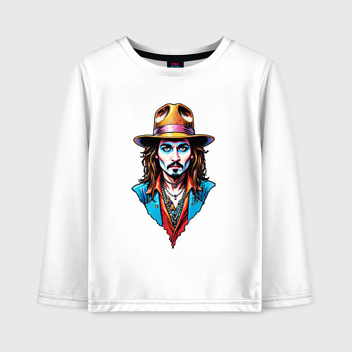 Детский лонгслив Джонни Депп мистика pop art / Белый – фото 1