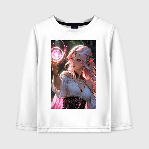Детский лонгслив Нежная эльфийка с магической сферой / Белый – фото 1