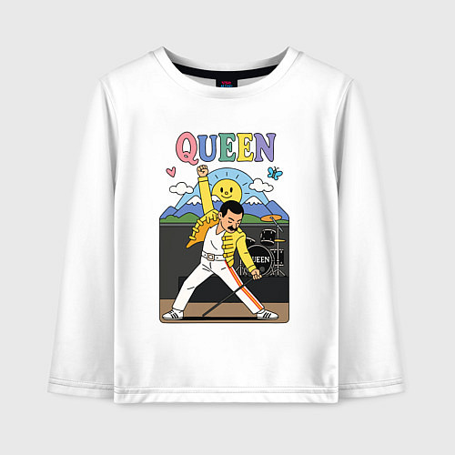 Детский лонгслив Queen мультяшный стиль / Белый – фото 1