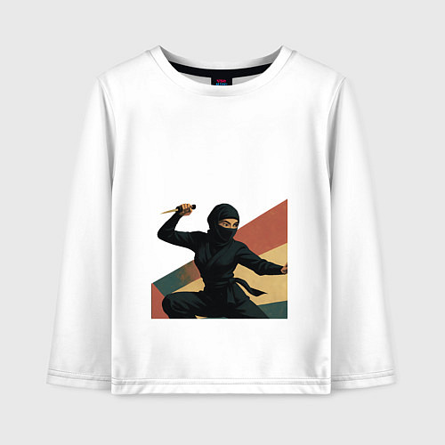 Детский лонгслив Ниндзя девушка / Белый – фото 1