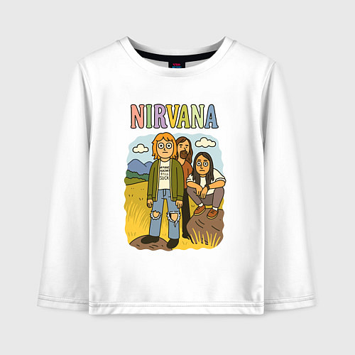 Детский лонгслив Nirvana мультяшный стиль / Белый – фото 1