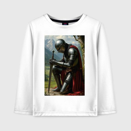 Детский лонгслив Молитва рыцаря / Белый – фото 1