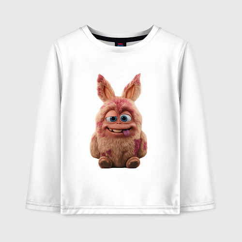 Детский лонгслив Нейро-кролик показывает язык / Белый – фото 1