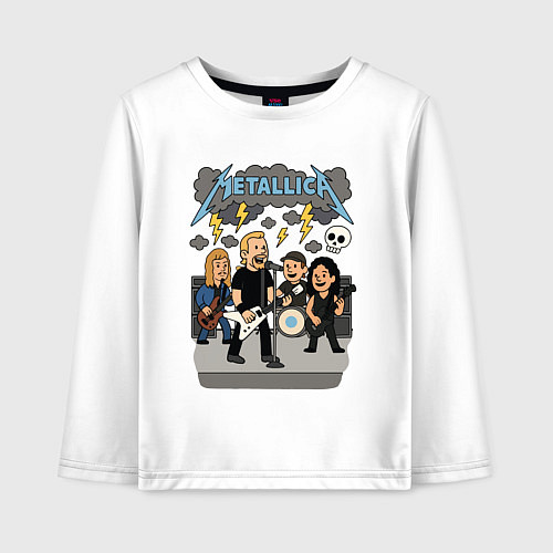 Детский лонгслив Металлика мультяшный стиль / Белый – фото 1