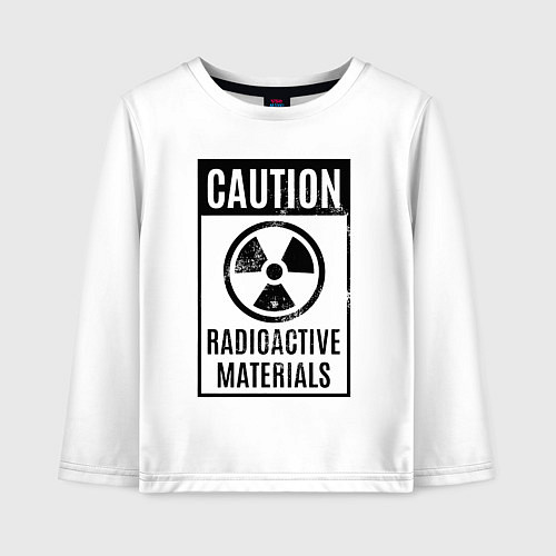 Детский лонгслив Осторожно - радиоактивные материалы / Белый – фото 1