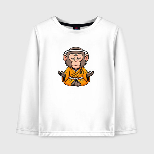 Детский лонгслив Миниатюрная обезьяна монах / Белый – фото 1