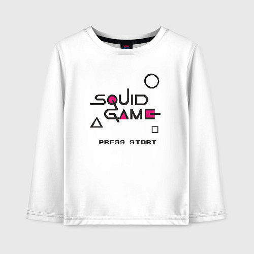 Детский лонгслив Squid game press start / Белый – фото 1