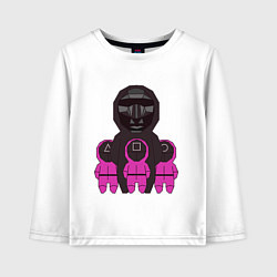 Лонгслив хлопковый детский Персонажи сериала игра в кальмара, цвет: белый