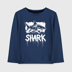 Детский лонгслив Акула белый штрих