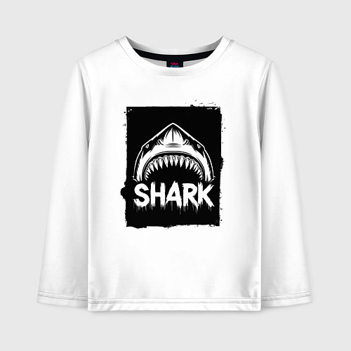 Детский лонгслив Акула с открытой пастью / Белый – фото 1