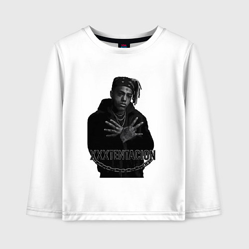 Детский лонгслив XXXTentacion в черно-белом стиле / Белый – фото 1