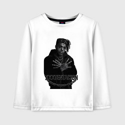 Лонгслив хлопковый детский XXXTentacion в черно-белом стиле, цвет: белый