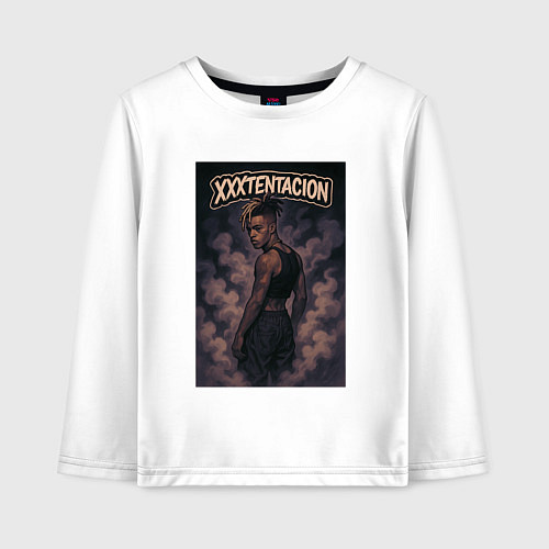 Детский лонгслив XXXTentacion в дыму / Белый – фото 1