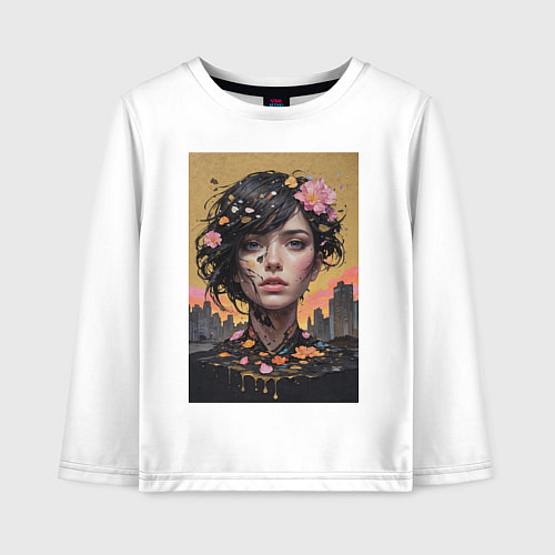 Детский лонгслив Городская муза / Белый – фото 1