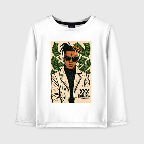 Детский лонгслив XXXTentacion и доллары / Белый – фото 1