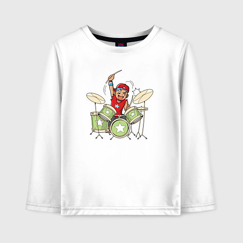 Детский лонгслив Drummer boy / Белый – фото 1