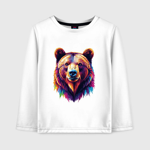 Детский лонгслив Красочный медведь / Белый – фото 1