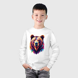 Лонгслив хлопковый детский Красочный медведь, цвет: белый — фото 2