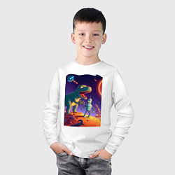 Лонгслив хлопковый детский Робот-сгибальщик Бендер прилетел на планету диноза, цвет: белый — фото 2