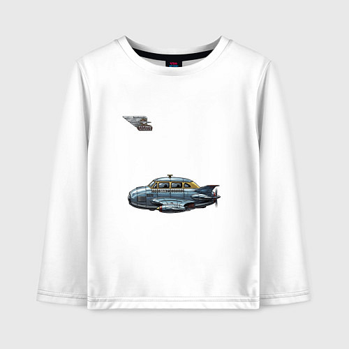 Детский лонгслив Летающее такси ретрофутуризм стримлайн / Белый – фото 1