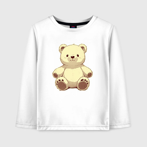Детский лонгслив Милый плюшевый медвежонок / Белый – фото 1
