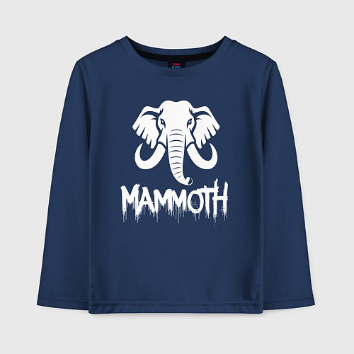 Детский лонгслив Мамонт белой краской / Тёмно-синий – фото 1