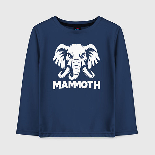 Детский лонгслив Мамонт с грозным взглядом / Тёмно-синий – фото 1
