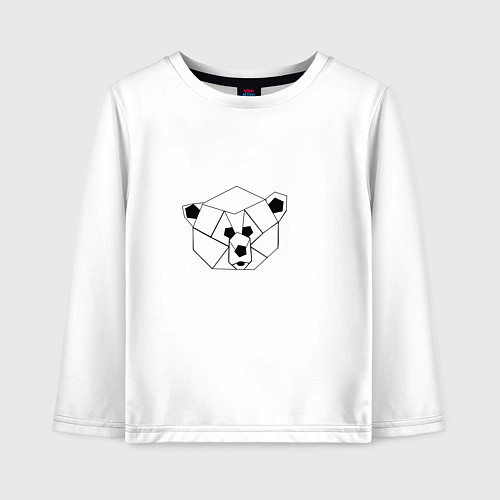 Детский лонгслив Геометрическая морда медведя / Белый – фото 1