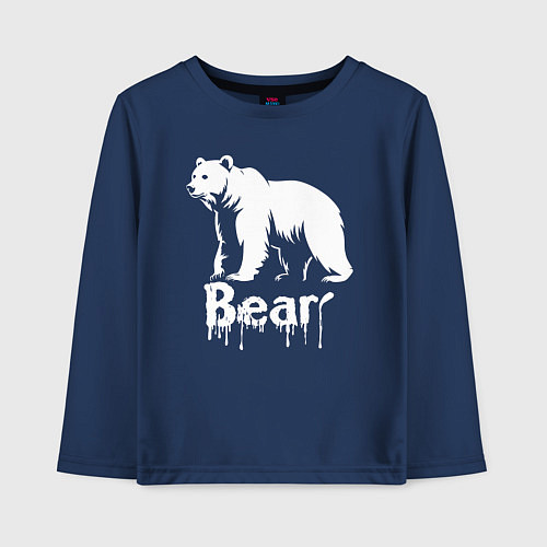 Детский лонгслив Белый медведь краской / Тёмно-синий – фото 1