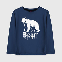 Лонгслив хлопковый детский Белый медведь краской, цвет: тёмно-синий