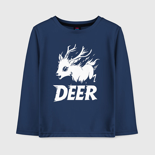 Детский лонгслив Олень в агонии / Тёмно-синий – фото 1