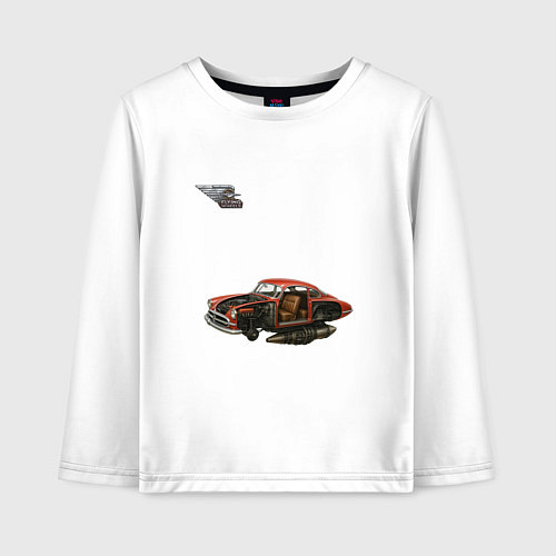 Детский лонгслив Летающая машина, ретрофутуризм / Белый – фото 1