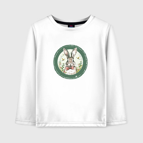 Детский лонгслив Кролик с бабочкой / Белый – фото 1