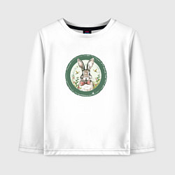 Лонгслив хлопковый детский Кролик с бабочкой, цвет: белый