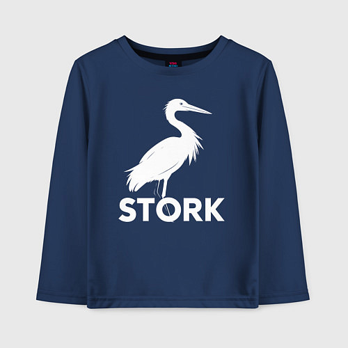 Детский лонгслив Белый аист / Тёмно-синий – фото 1