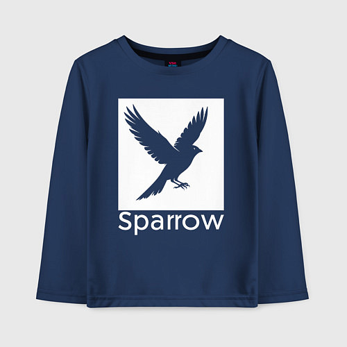 Детский лонгслив Летящий воробей / Тёмно-синий – фото 1