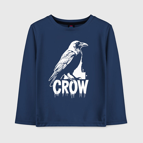 Детский лонгслив Ворона в стиле граффити / Тёмно-синий – фото 1
