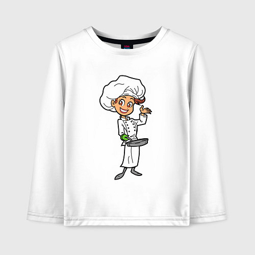 Детский лонгслив Девушка повар / Белый – фото 1