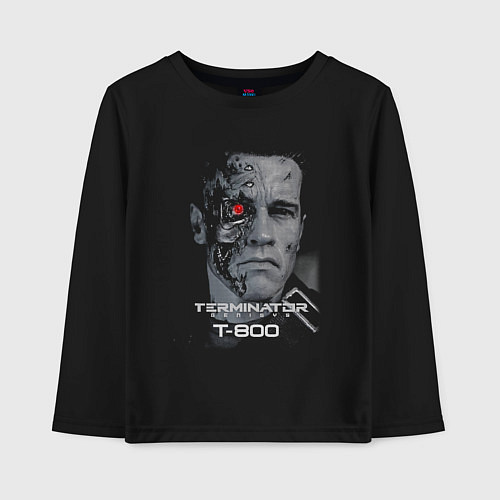 Детский лонгслив Терминатор Т800 / Черный – фото 1