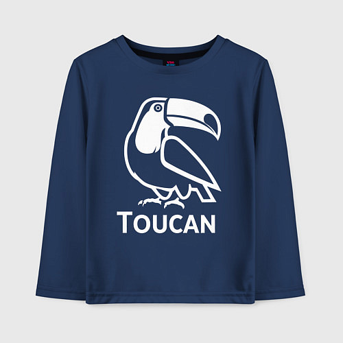 Детский лонгслив Тукан в минималистичном стиле / Тёмно-синий – фото 1