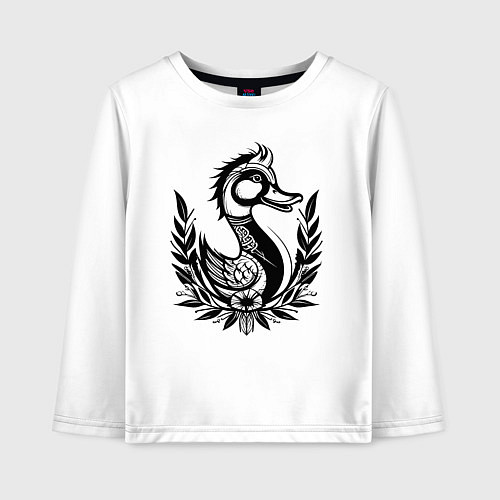 Детский лонгслив Утка в кельтских узорах / Белый – фото 1