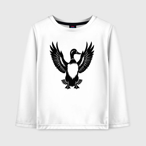 Детский лонгслив Черная утка / Белый – фото 1