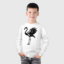 Лонгслив хлопковый детский Черный фламинго с крыльями, цвет: белый — фото 2