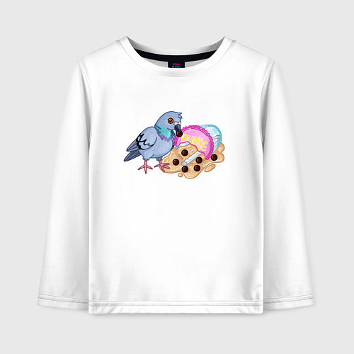 Детский лонгслив Голубь с бабл ти / Белый – фото 1