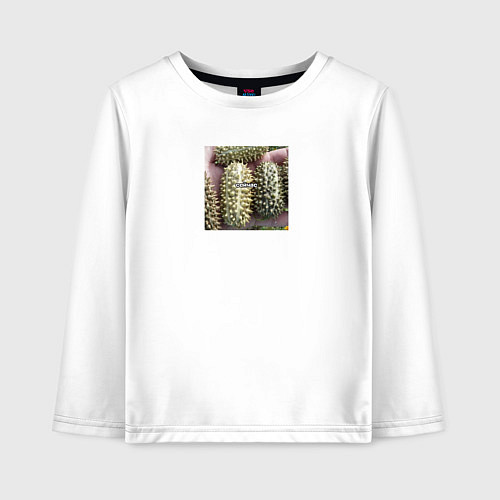 Детский лонгслив Дикий огурец мем сейчас / Белый – фото 1