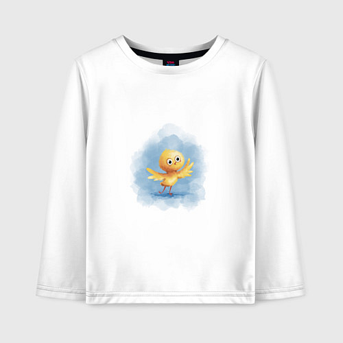 Детский лонгслив Цыпленок учится летать / Белый – фото 1